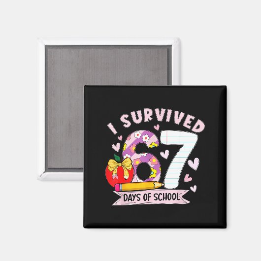 I Survived 67 Days Of School Funny Leopard Student Magneet (Voorkant / Achterkant)