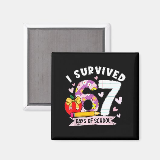 I Survived 67 Days Of School Funny Leopard Student Magneet (Voorkant / Achterkant)