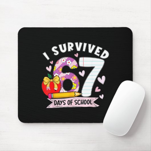 I Survived 67 Days Of School Funny Leopard Student Muismat (Met muis)