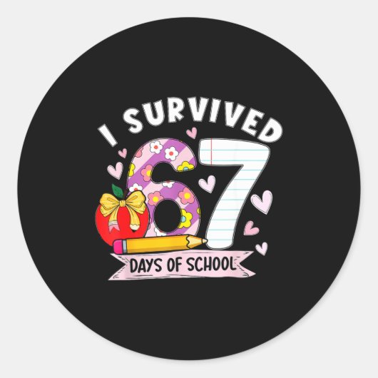 I Survived 67 Days Of School Funny Leopard Student Ronde Sticker (Voorkant)