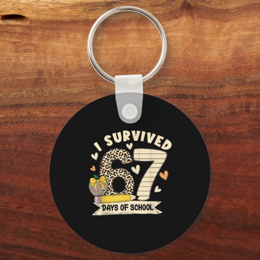 I Survived 67 Days Of School Funny Leopard Student Sleutelhanger (Voorkant)