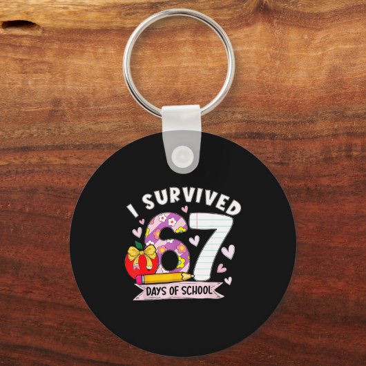 I Survived 67 Days Of School Funny Leopard Student Sleutelhanger (Voorkant)