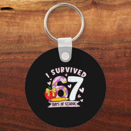 I Survived 67 Days Of School Funny Leopard Student Sleutelhanger (Voorkant)