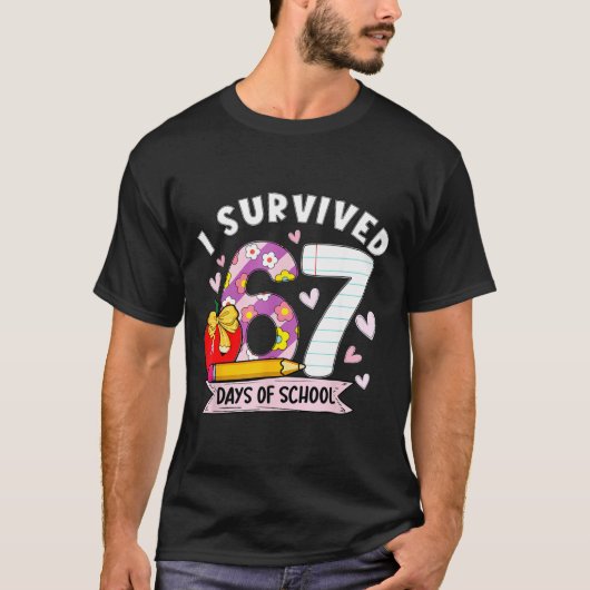 I Survived 67 Days Of School Funny Leopard Student T-shirt (Voorkant)