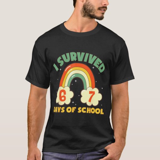 I Survived 67 Days Of School Funny Meme Student Te T-shirt (Voorkant)