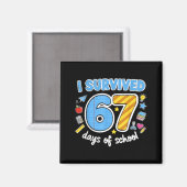 I Survived 67 Days Of School Funny Meme Teacher St Magneet (Voorkant / Achterkant)