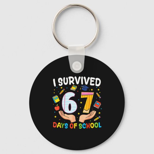 I Survived 67 Days Of School Funny Meme Teacher St Sleutelhanger (Voorkant)