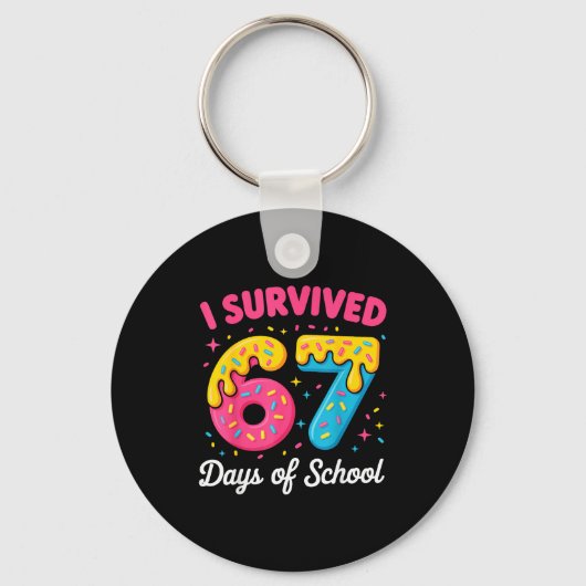 I Survived 67 Days Of School Funny Meme Teacher St Sleutelhanger (Voorkant)