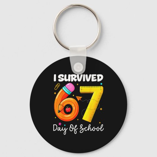 I Survived 67 Days Of School Funny Meme Teacher St Sleutelhanger (Voorkant)