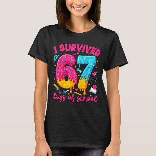I Survived 67 Days Of School Funny Six Seven Teach T-shirt (Voorkant)
