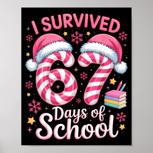 I Survived 67 Days Of School Funny Student Winter Poster (Voorkant)