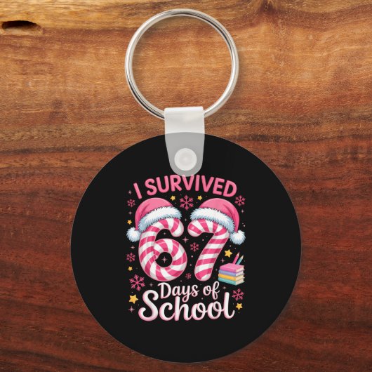I Survived 67 Days Of School Funny Student Winter  Sleutelhanger (Voorkant)