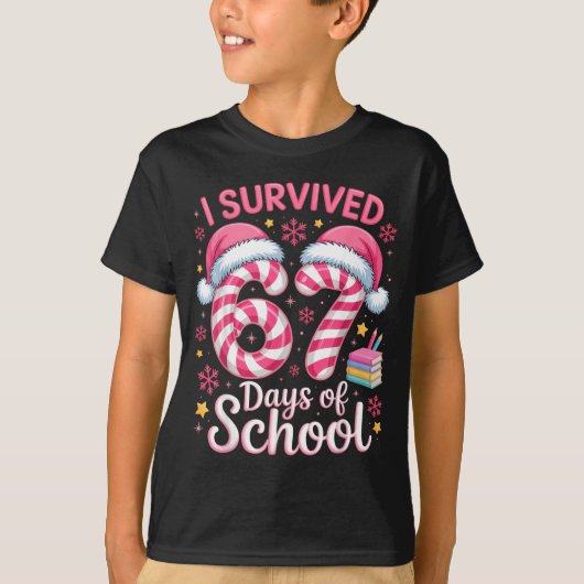 I Survived 67 Days Of School Funny Student Winter T-shirt (Voorkant)