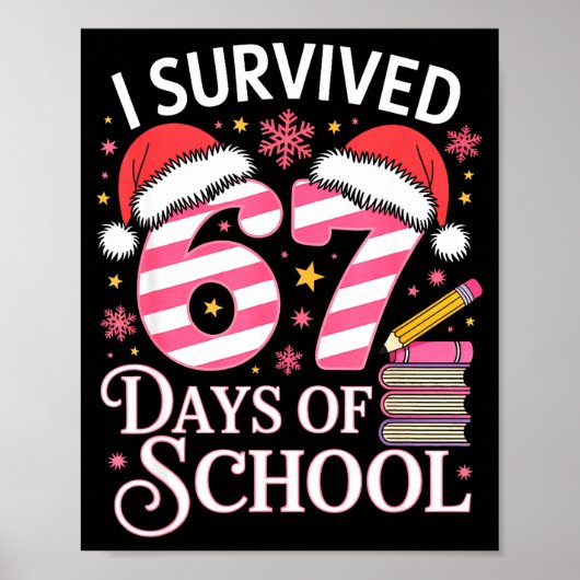 I Survived 67 Days Of School - Funny Teachers Stud Poster (Voorkant)