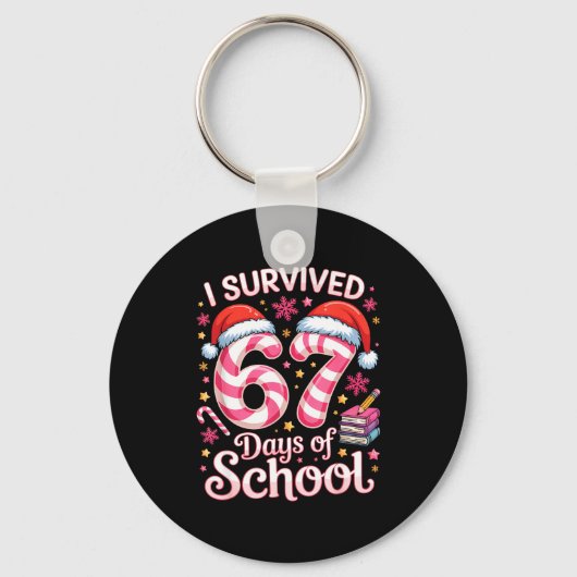I Survived 67 Days Of School - Funny Teachers Stud Sleutelhanger (Voorkant)