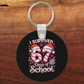 I Survived 67 Days Of School - Funny Teachers Stud Sleutelhanger (Voorkant)