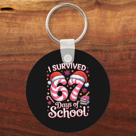 I Survived 67 Days Of School - Funny Teachers Stud Sleutelhanger (Voorkant)
