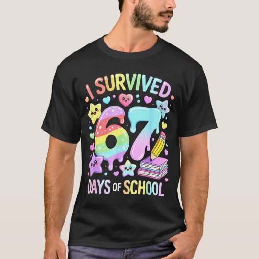 I Survived 67 Days Of School - Funny Teachers Stud T-shirt (Voorkant)