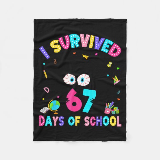 I Survived 67 Days Of School Six Seven Meme Slang  Fleece Deken (Voorkant)