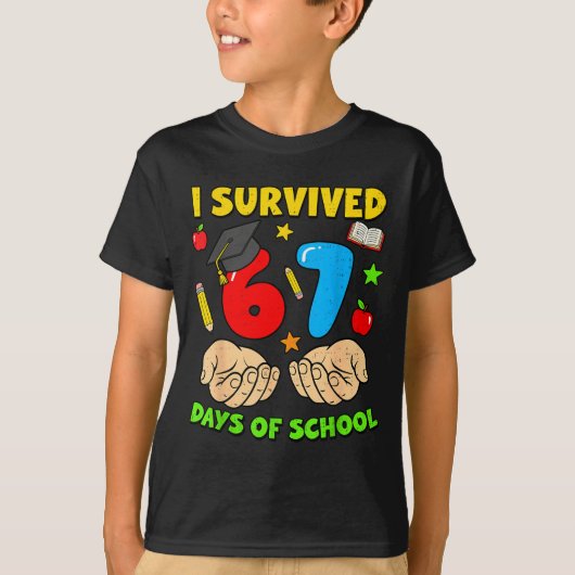 I Survived 67 Days Of School Six Seven Meme Studen T-shirt (Voorkant)