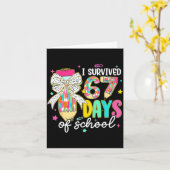 I Survived 67 Six Seven Days School Meme 100th Day Kaart (Gele Bloem)