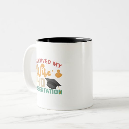 I Survived My Wife's PhD Dissertation Funny Couple Tweekleurige Koffiemok (Voorkant links)