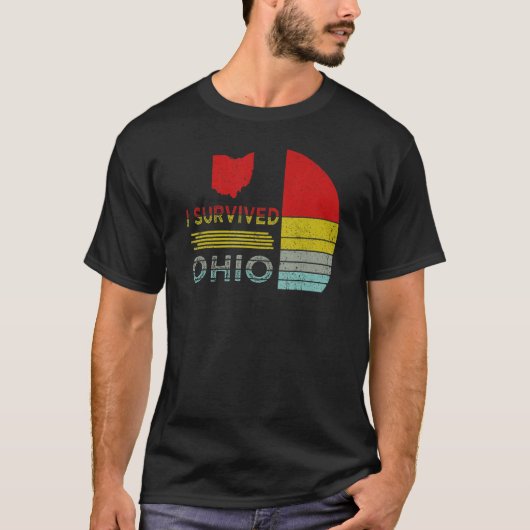 I Survived Ohio map Meme nood retro T-shirt (Voorkant)