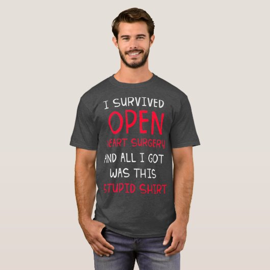 I Survived Open Heart Surgery Gifts Recovery Manne T-shirt (Voorkant volledig)
