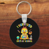 I Survived Six Seven Days Of School Cute Duck Stud Sleutelhanger (Voorkant)