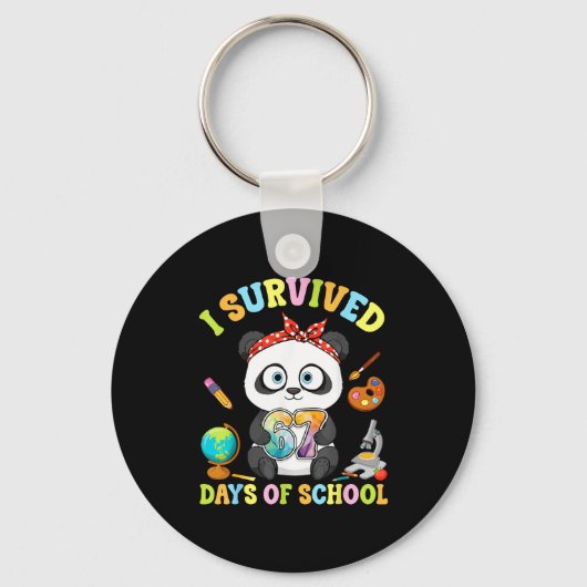 I Survived Six Seven Days Of School Cute Panda Stu Sleutelhanger (Voorkant)