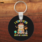 I Survived Six Seven Days Of School Cute Sloth Stu Sleutelhanger (Voorkant)