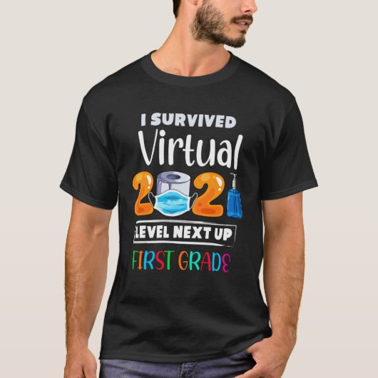 I Survived Virtual Kindergarten 2020 2021 Level Up T-shirt (Voorkant)