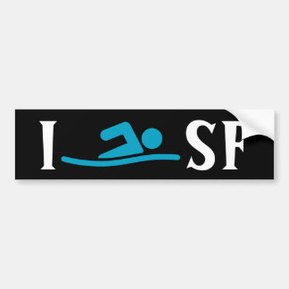 I SWIM<Your City>Aangepast umpersticker (blauw) Bumpersticker