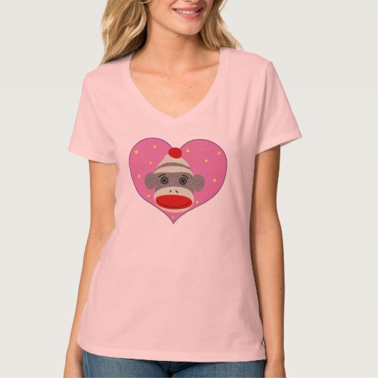 I T-shirt de singe de chaussette de coeur (Devant)