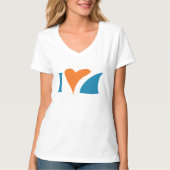 I T-shirt de V-Cou de requins de coeur (Devant)