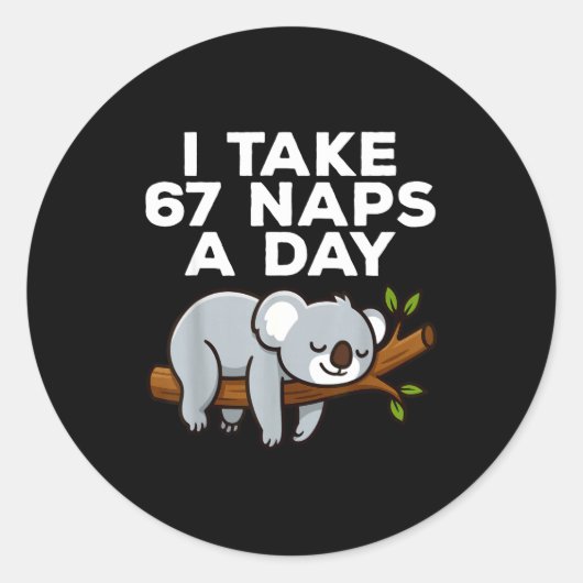 I Take 67 Naps A Day Funny Koala Six Seven Meme  Ronde Sticker (Voorkant)
