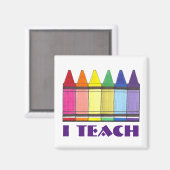 I Teach Rainbow Crayons School Teacher Gift Magnet Magneet (Voorkant / Achterkant)