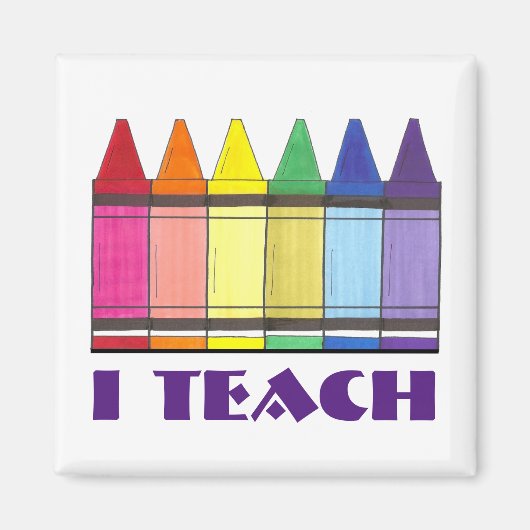 I Teach Rainbow Crayons School Teacher Gift Magnet Magneet (Voorkant)