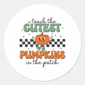 I Teach The Cutest Pumpkins In The Patch Retro Tea Ronde Sticker