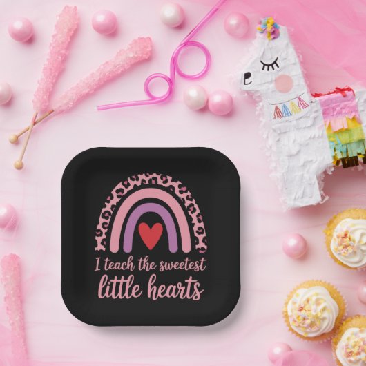I Teach The Sweetest Hearts Rainbow Teacher Papieren Bordje (Feest)