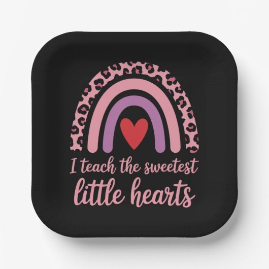 I Teach The Sweetest Hearts Rainbow Teacher Papieren Bordje (Voorkant)