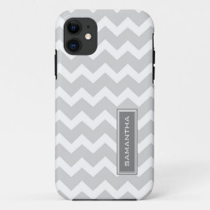 i Telefoon 5 Gray Chevron Aangepaste naam iPhone 11 Hoesje