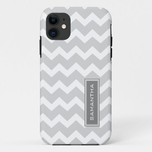 i Telefoon 5 Gray Chevron Aangepaste naam Case-Mate iPhone Case (Achterkant)