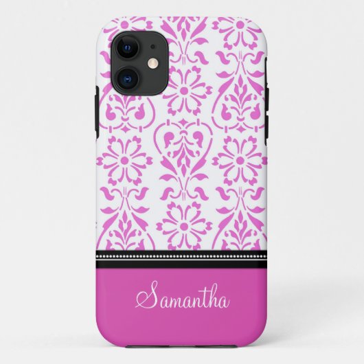 i Telefoon 5 Roze Damask Aangepaste naam Case-Mate iPhone Case (Achterkant)