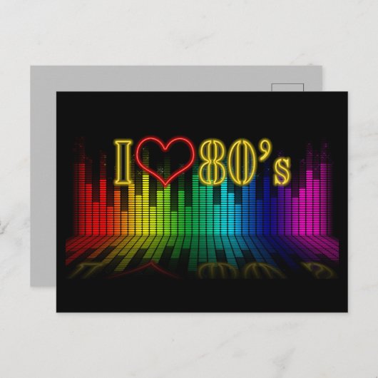 "I ♥ The 80's" Retro Vibes Briefkaart (Voorkant / Achterkant)