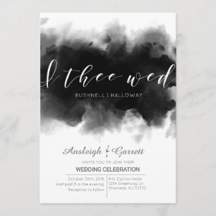 I Thee Wed Dark Waterverf Gothic bruiloft uitnodig Kaart