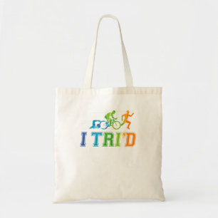 I Tri'd Triathlon Retro Triathlete Swim Bike Run Tote Bag