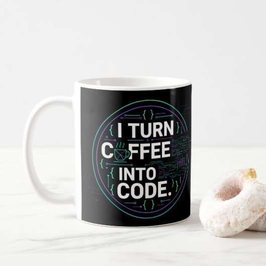 I Turn Coffee Into Code – Funny Progra Koffiemok (Met donut)