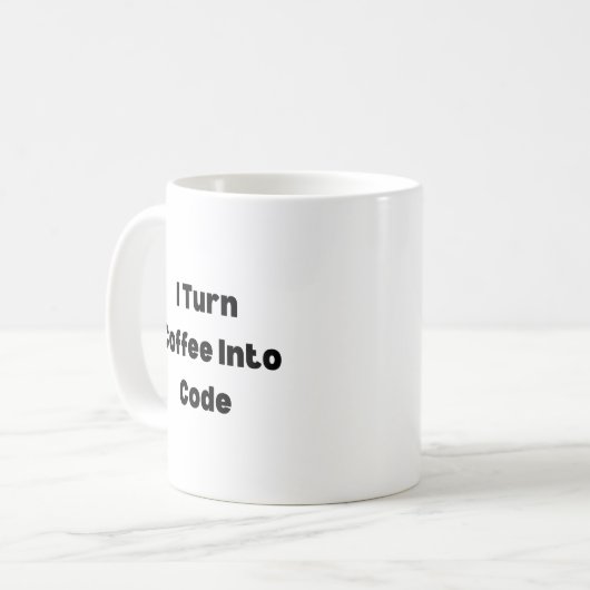 I Turn Coffee Into Code Mug – Funny Programmer Gif Koffiemok (Voorkant links)
