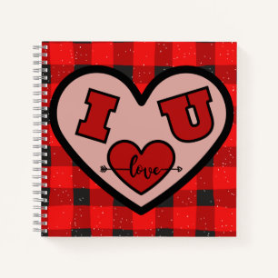 I ♥ U I Love You Buffalo Plaid Spiraal Notitieboek